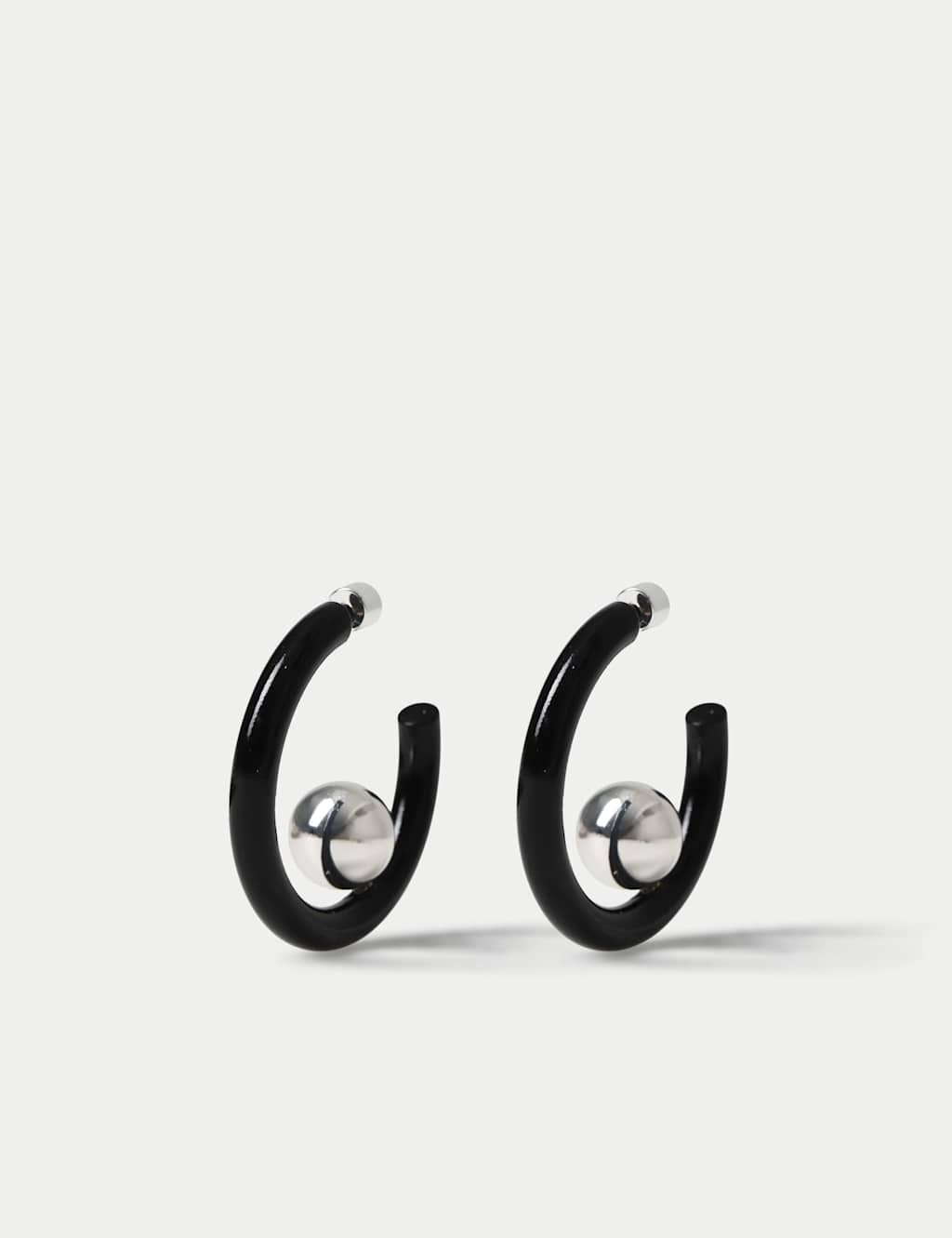 M&S Women's Sphere Hoop Earrings - Black