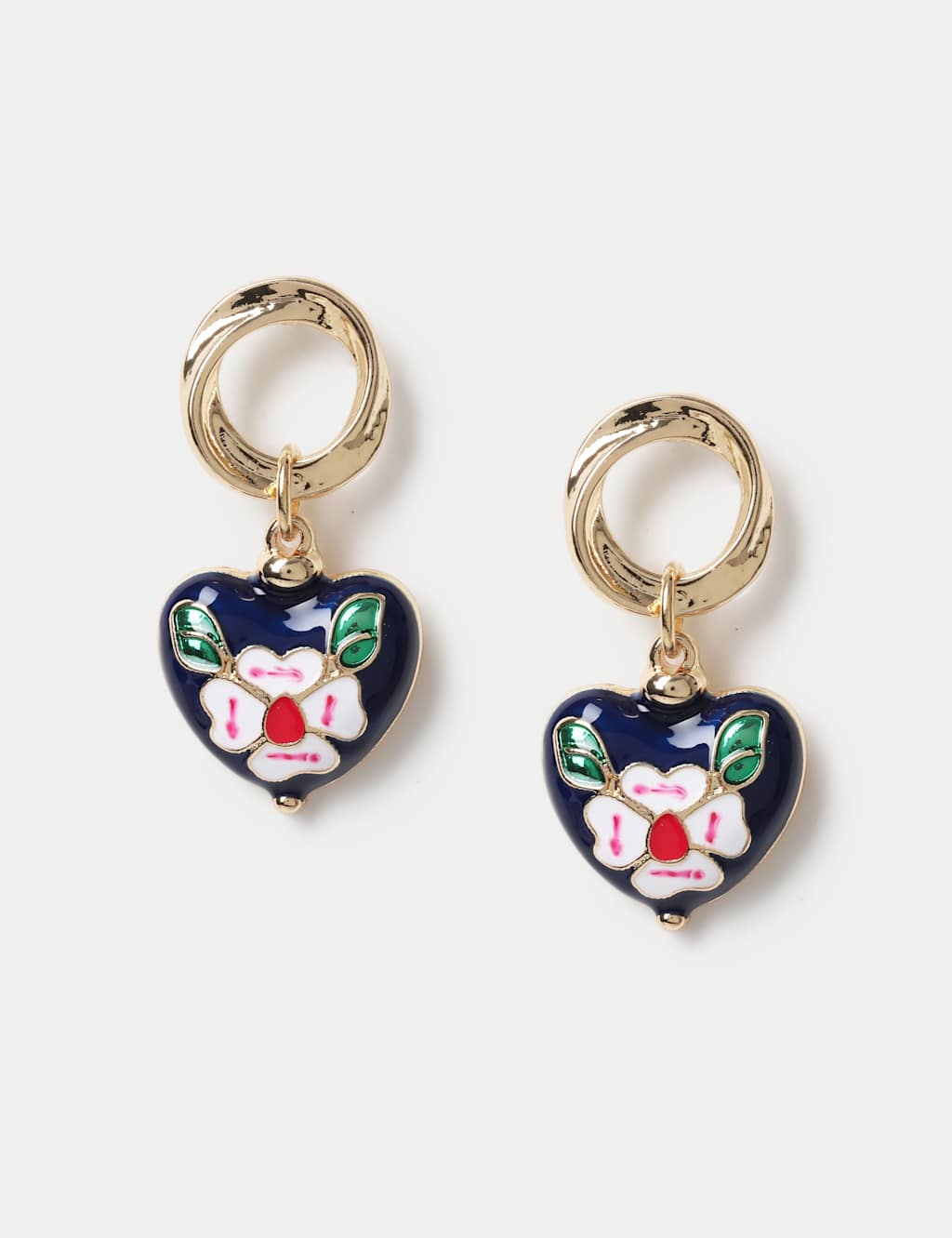 Women's Enamel Heart Drop Earrings - Multi - Available at M&S
