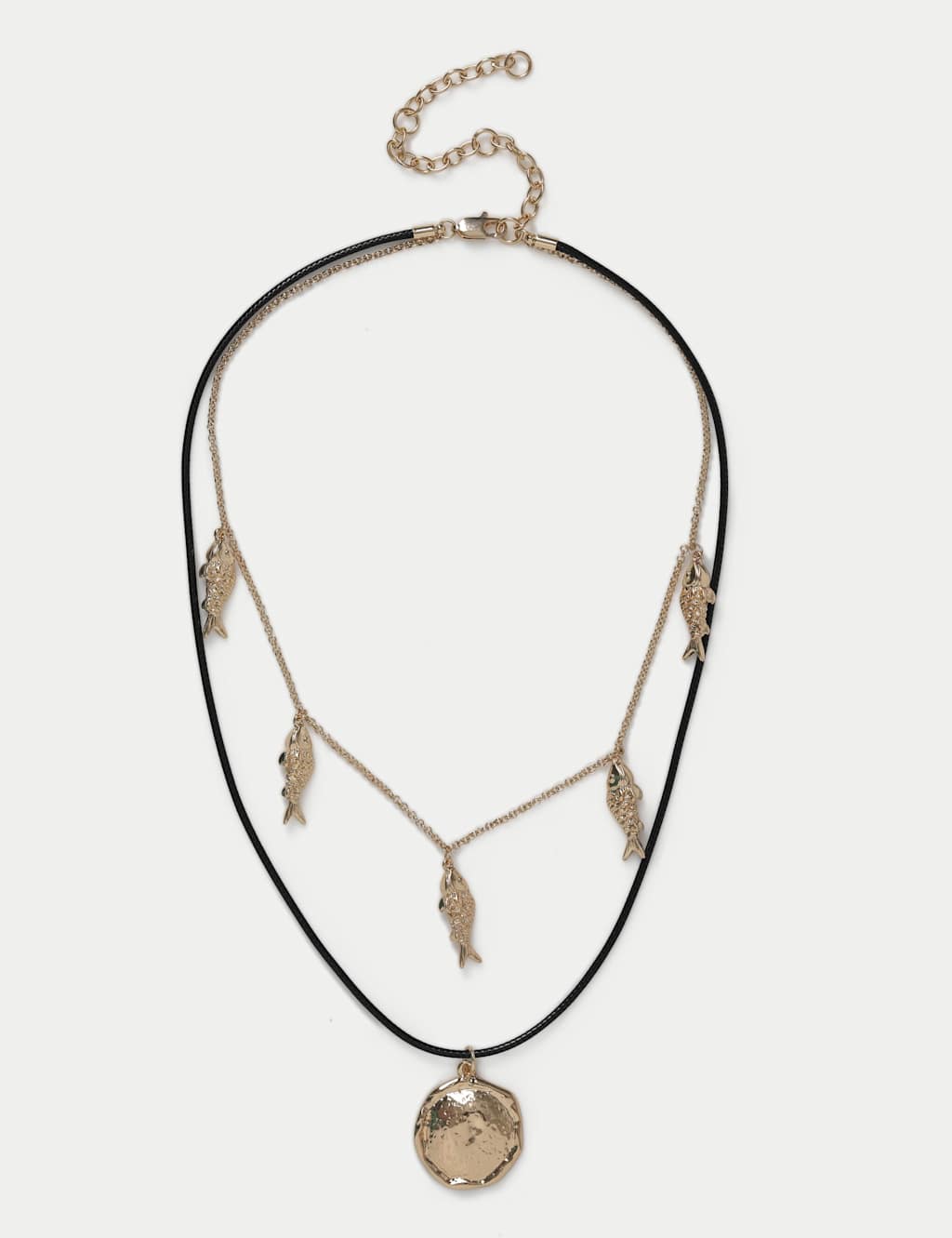 M&S Women's Multirow Fish And Disc Necklace - Gold