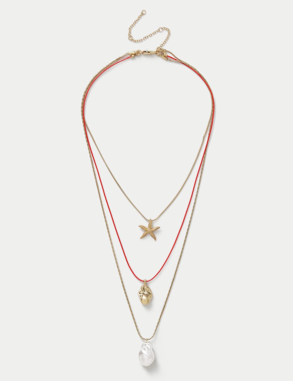 M&S Women's Multirow Starfish Pendant Necklace - Gold