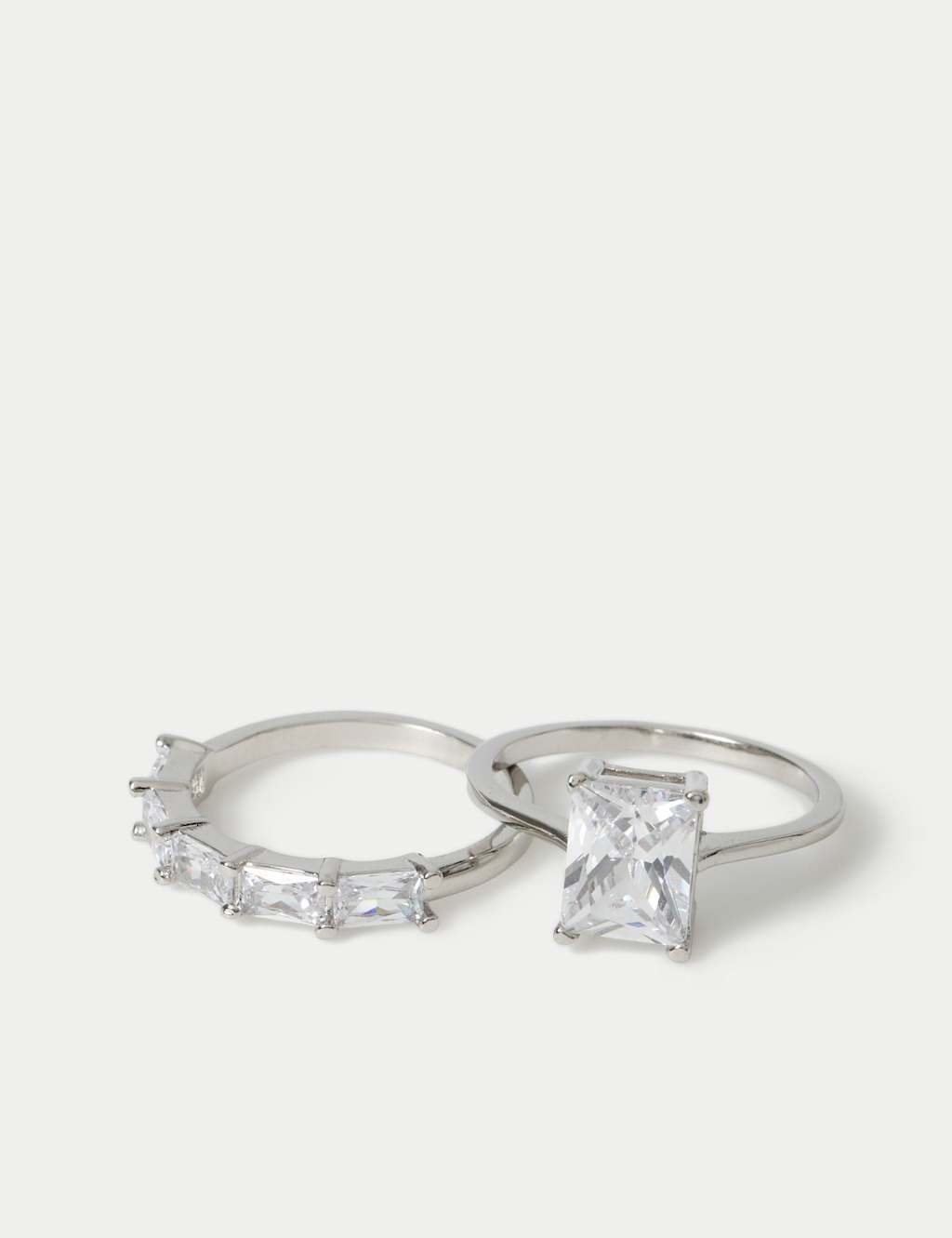 Autograph Women's Platinum Plated 2 Pack Stacking Rings - Medium-Large - Silver
