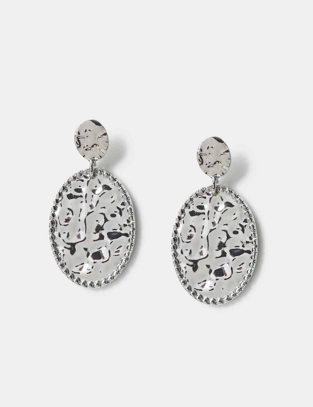 M&S Women's Textured Drop Earrings - Silver