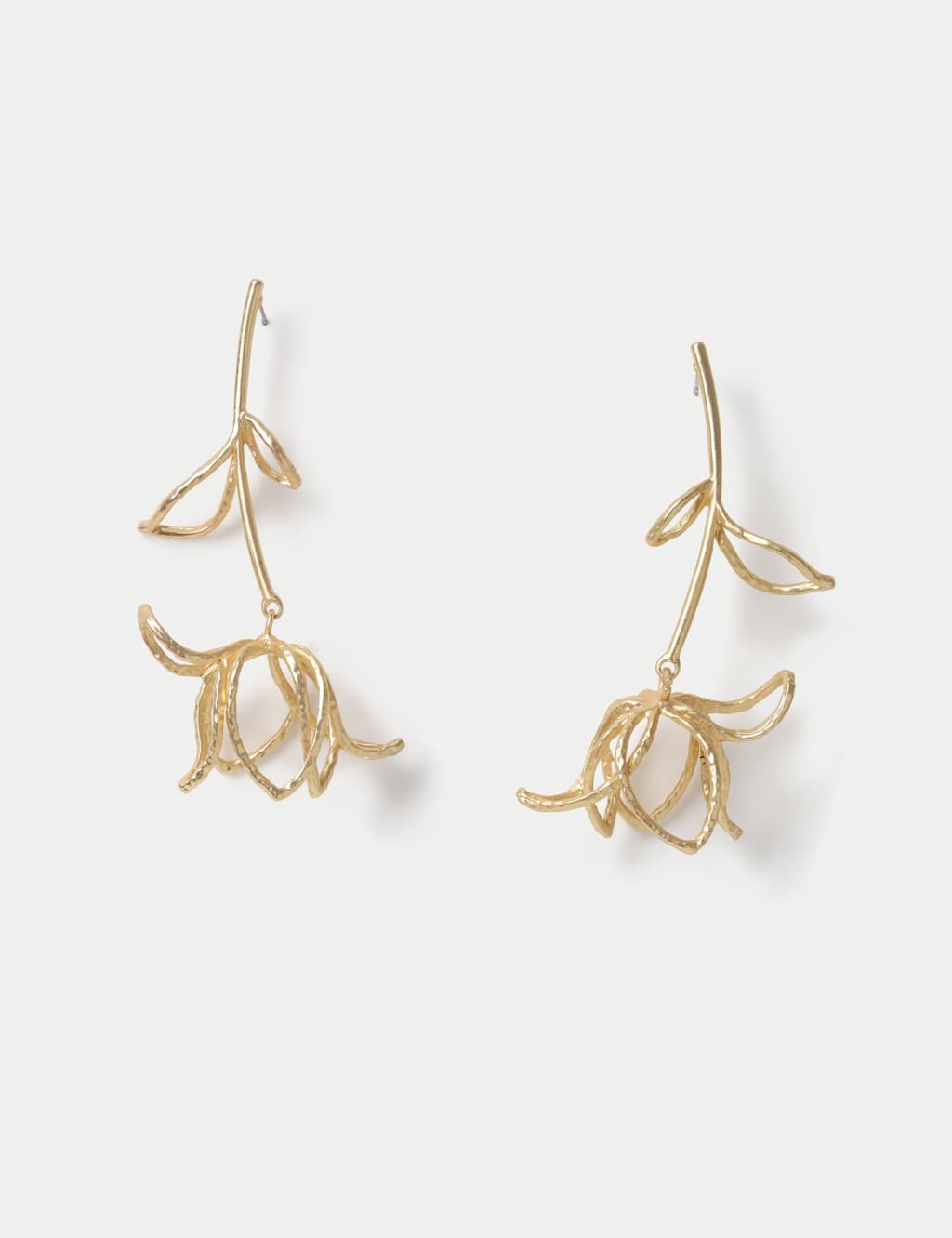 M&S Women's Casted Brushed Drop Earrings - Gold
