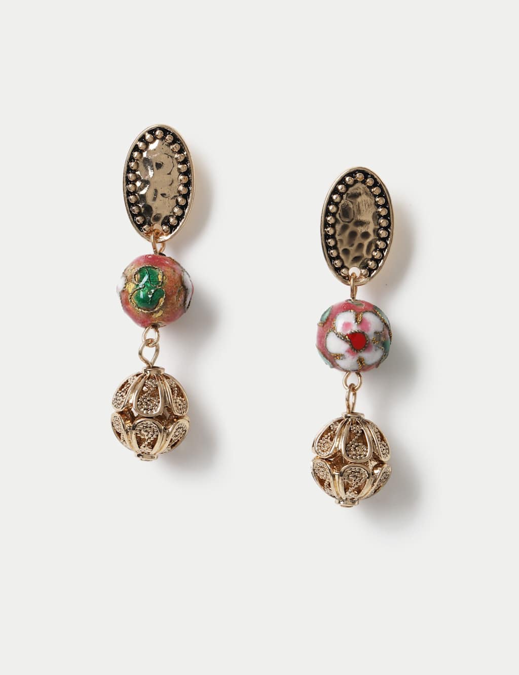 M&S Women's Ceramic Filigree Drop Earrings - Gold
