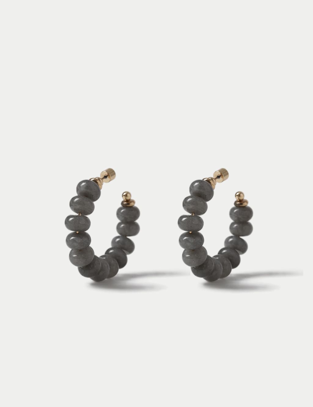 M&S Women's Faceted Natural Stone Hoop Earrings - Grey