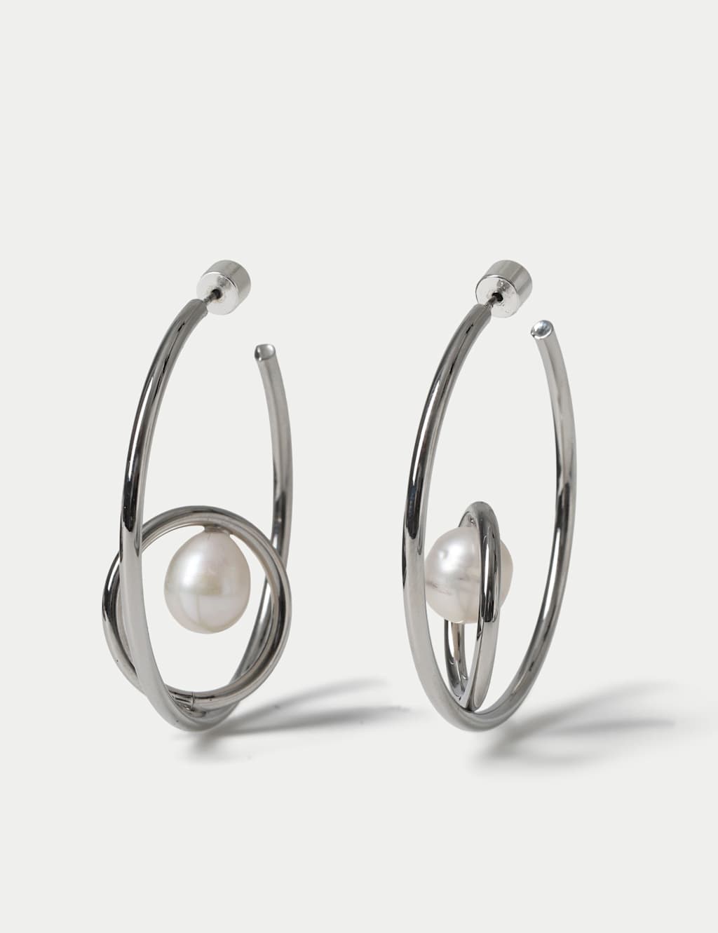 Autograph Women's Fresh Water Pearl Hoop Earrings - Silver