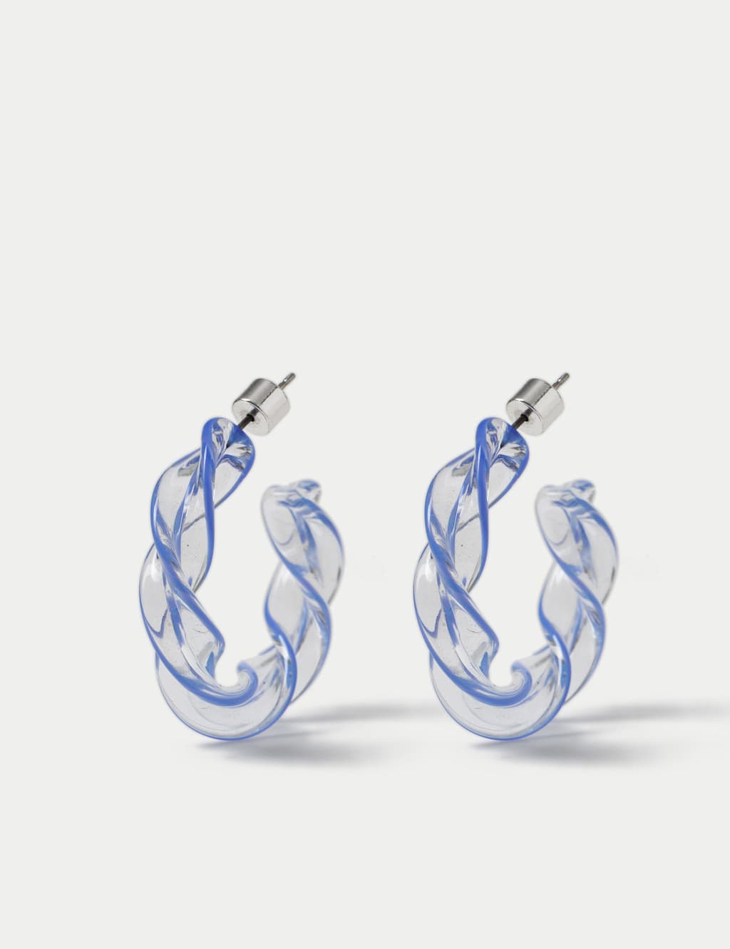 M&S Women's Glass Twist Hoop Earrings - Blue