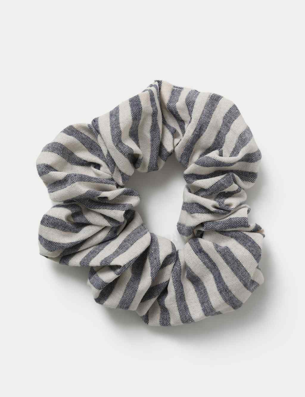 M&S Women's Linen Blue Stripe Scrunchie - Multi