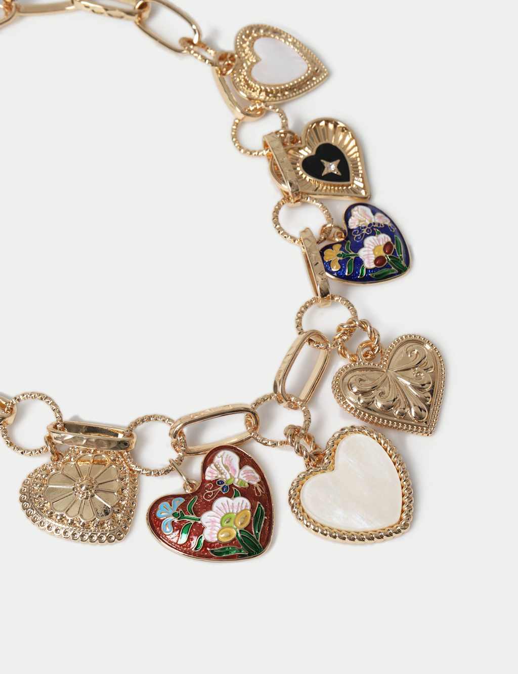 M&S Women's Multi Heart Charm Necklace - Gold