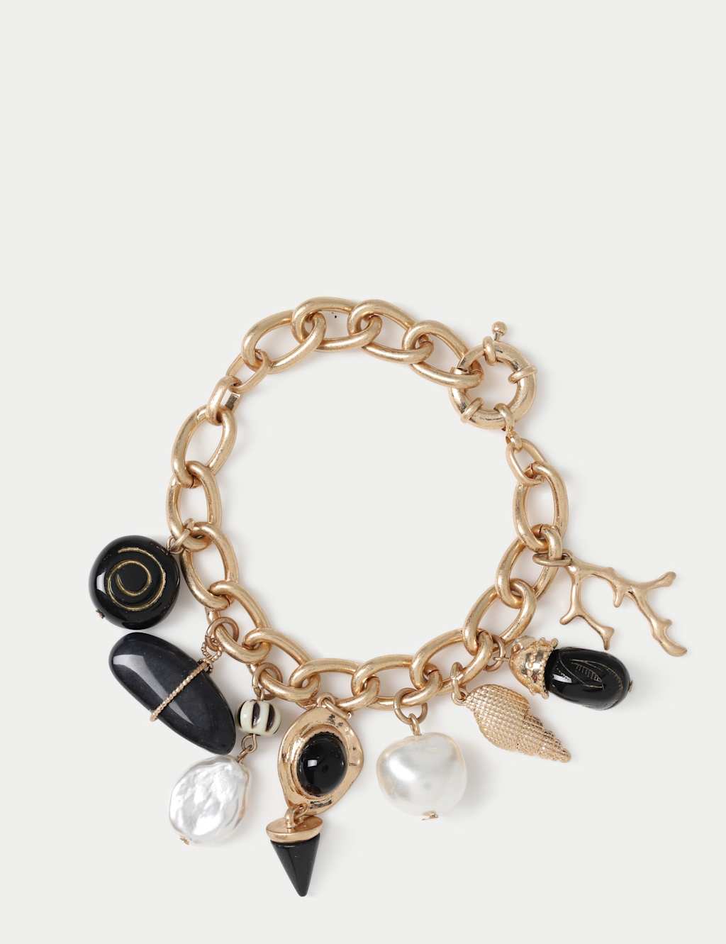 M&S Women's Shell And Charm Bracelet - Gold