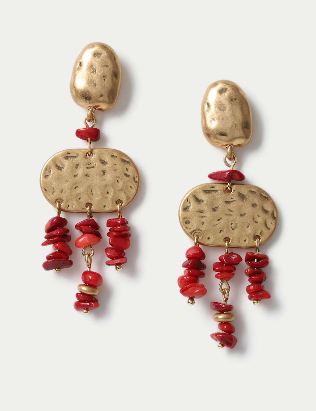 M&S Women's Textured Chipping Drop Earrings
