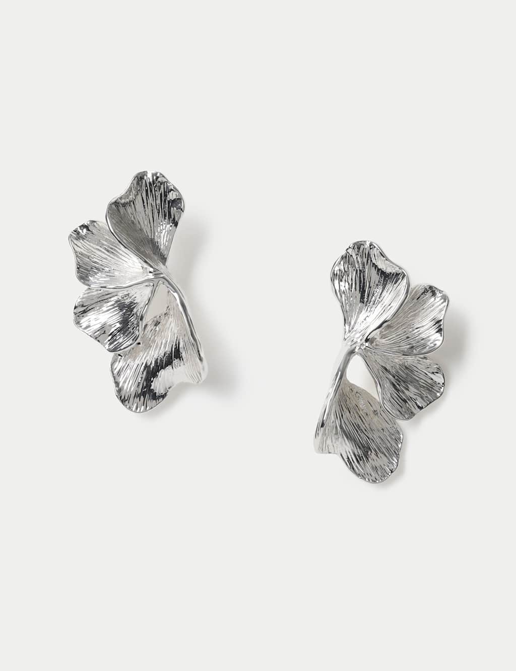 M&S Women's Textured Oversized Flower Earrings - Silver