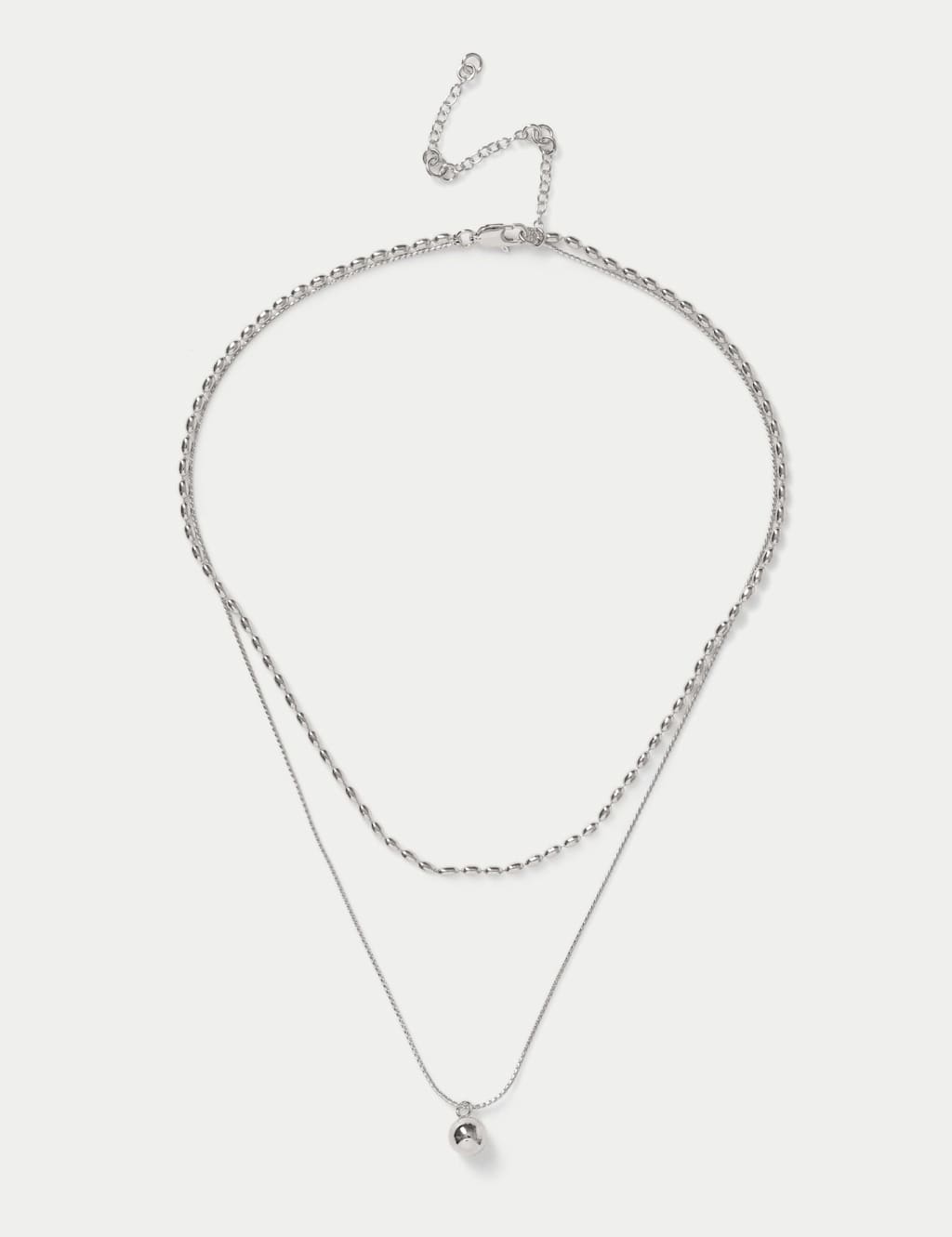 M&S Women's Sphere Multi Row Necklace - Small-Medium - Silver