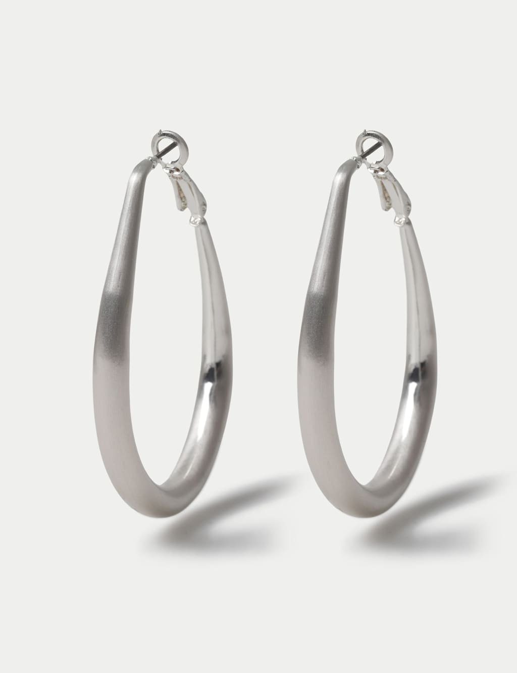 Women's Autograph Brushed Hoop Earrings - Small-Medium - Silver