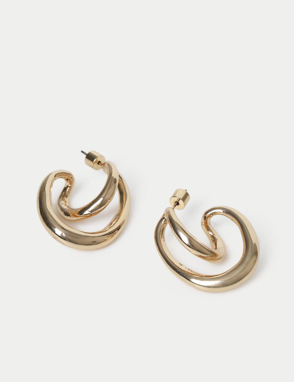 M&S Women's Iregular Loop Hoop Earrings - Small-Medium - Gold