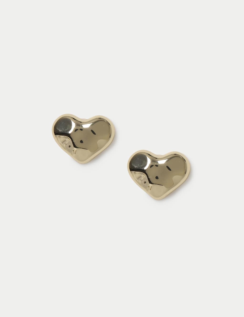 M&S Women's 14ct Gold Plated Heart Stud Earrings - Small-Medium