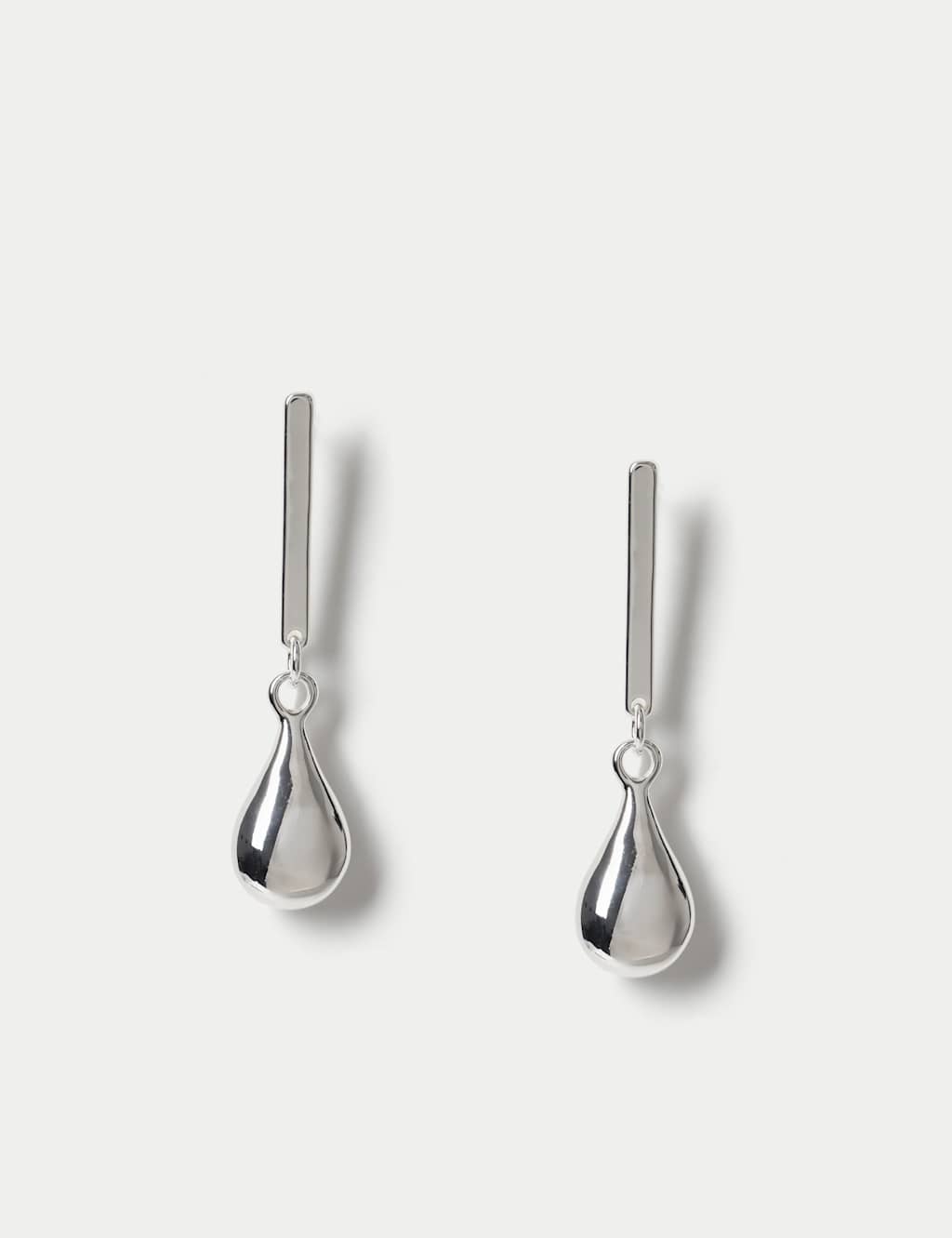 M&S Women's Tear Stick Drop Earrings - Small-Medium - Silver