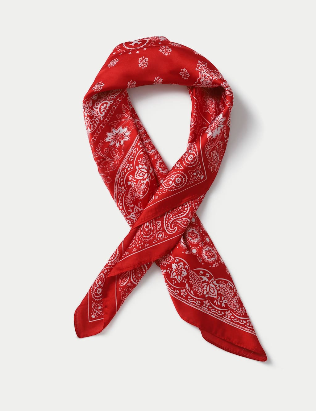 M&S Women's Red Paisley Scarf - Small-Medium