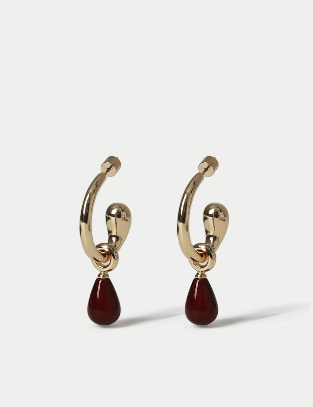 Autograph Women's Natural Stone Drop Hoop Earrings - Small-Medium - Gold