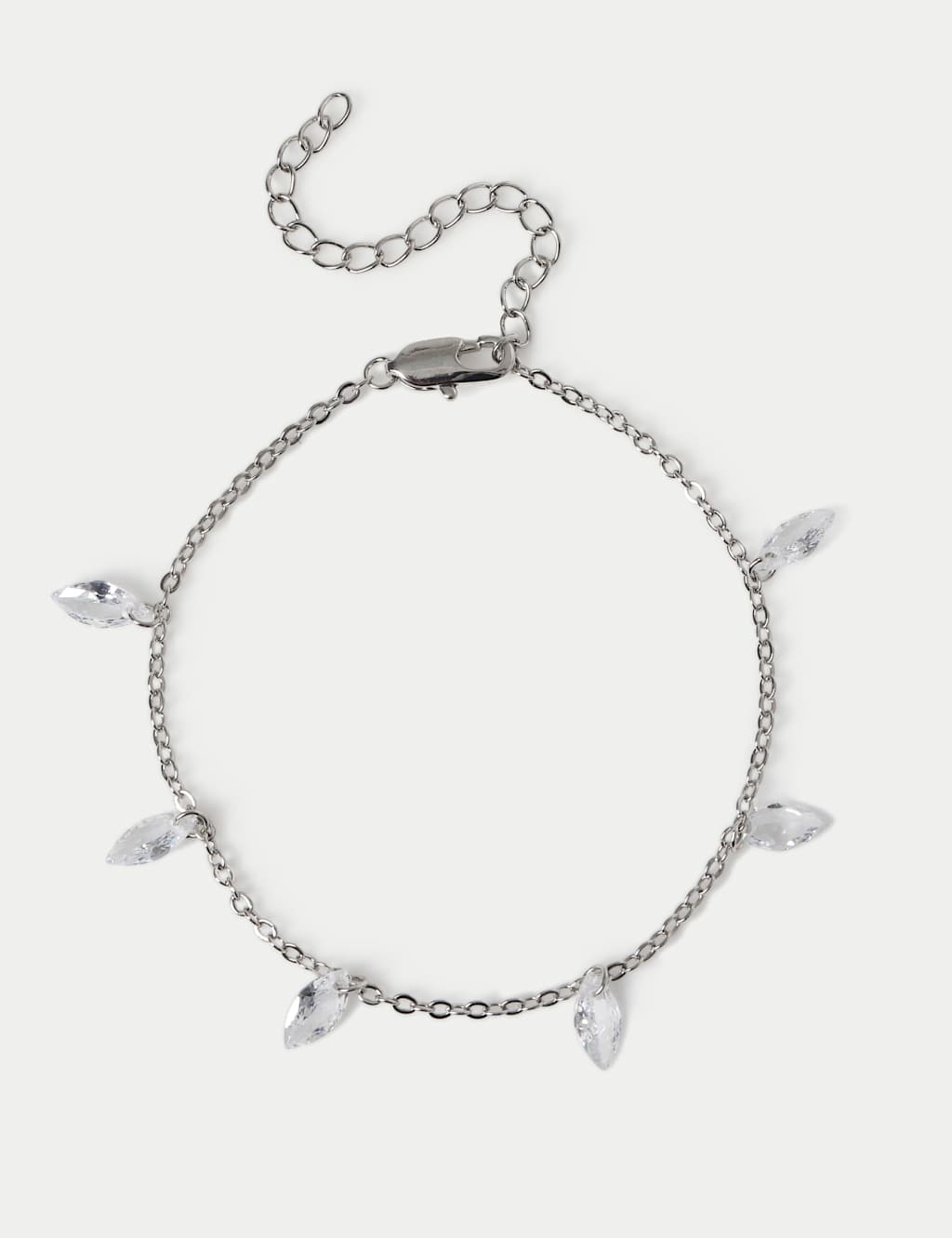 M&S Women's Platinum Plated Droplet Bracelet - Small-Medium - Silver