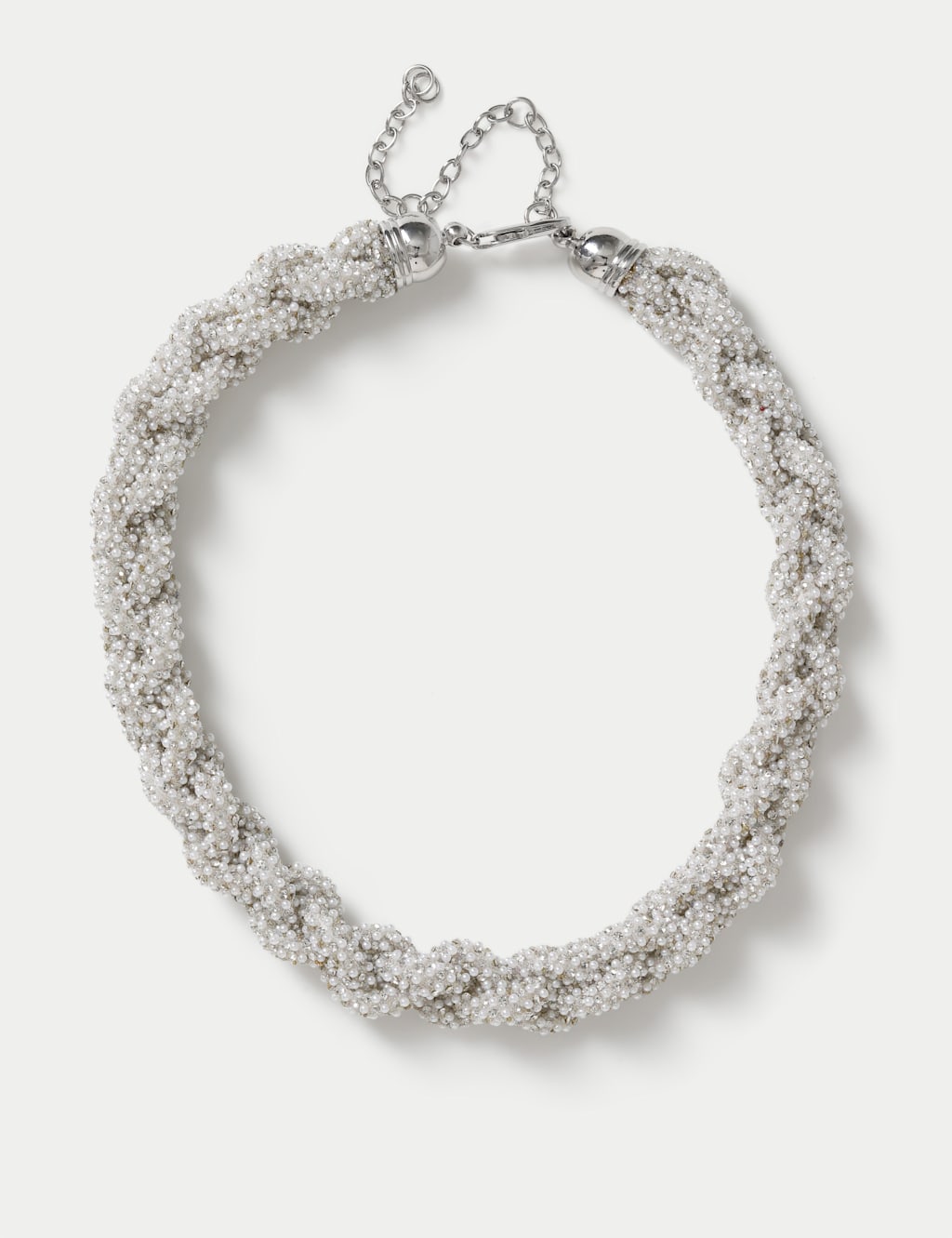 M&S Women's Pearl Jelly Plaited Necklace - Small-Medium - Silver