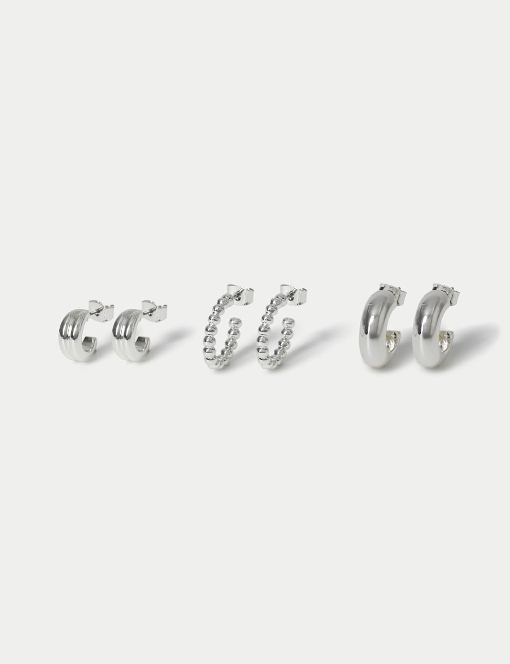 M&S Women's 3 Pack Mixed Hoop Multipack - Small-Medium - Silver