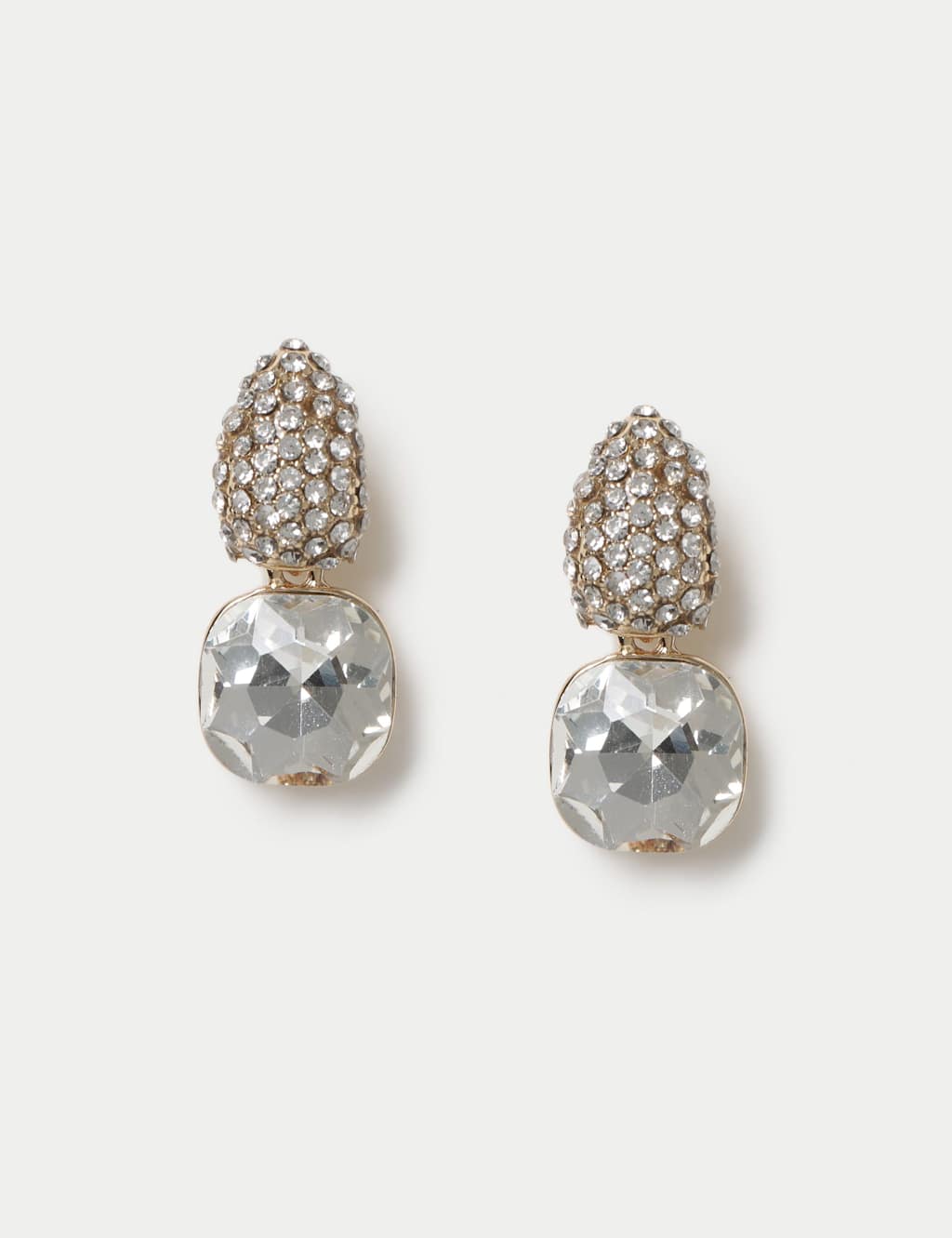M&S Women's Embellished Crystal Mini Drop Earrings - Small-Medium - Gold Mix