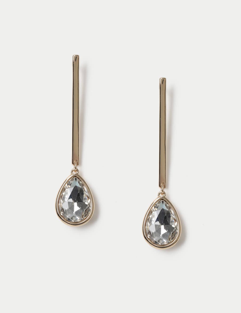 M&S Women's Glass Square and Tear Drop Earrings - Small-Medium - Gold