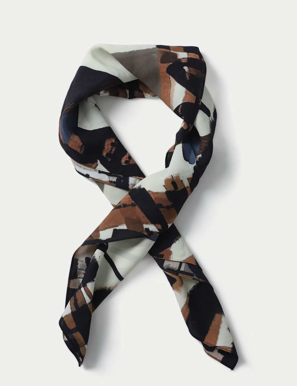 M&S Women's TP Check and Floral Scarf - Small-Medium - Blue