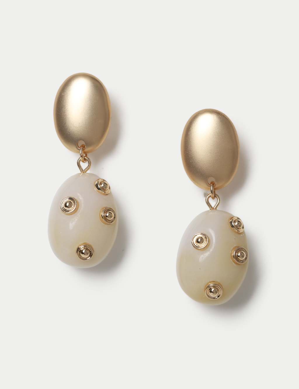 M&S Women's Resin Stud Drop Earrings - Small-Medium - Gold