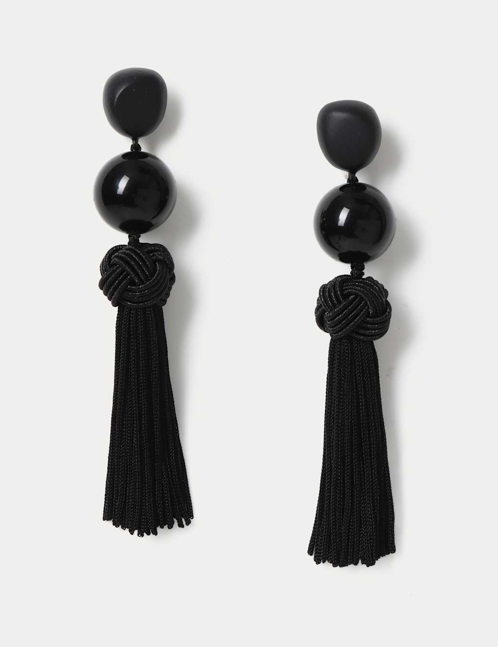 M&S Women's Pebble Bead Tassel Earring - Black