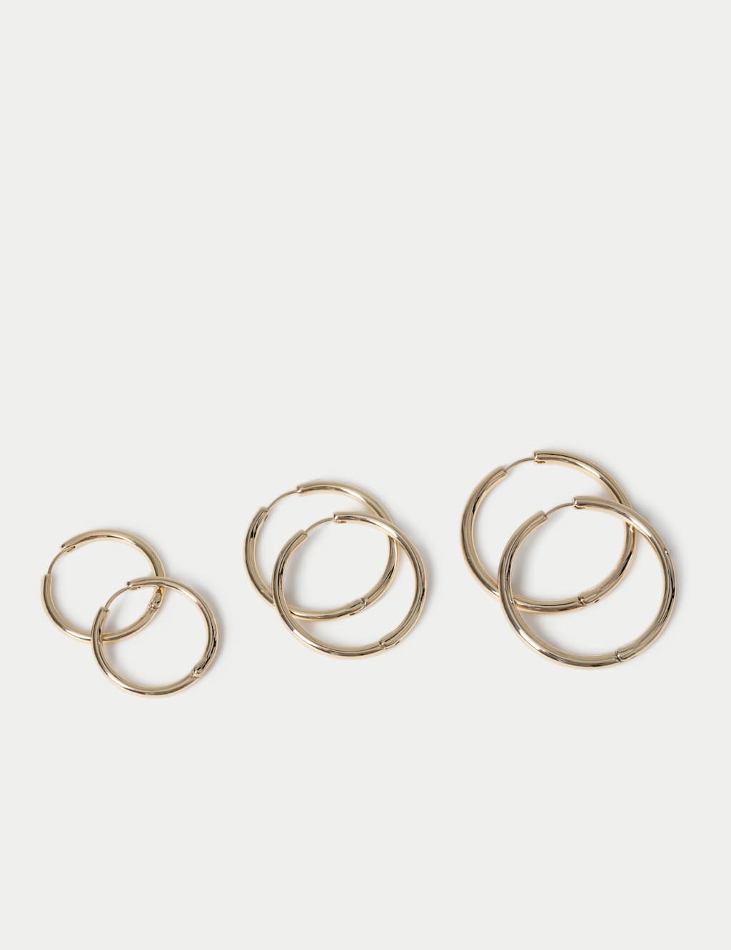 M&S Women's 3 Pack Everday Hoop Earrings - Gold