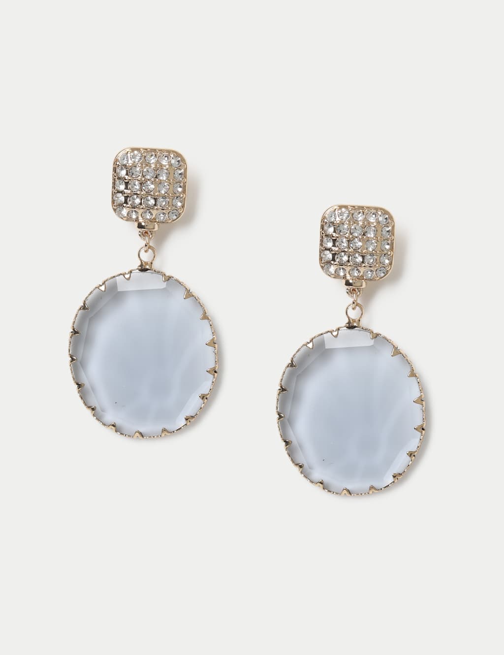 M&S Women's Oval Stone Drop Earrings - Blue