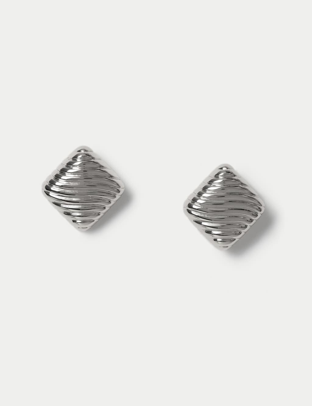 M&S Women's Silver Tone Texture Square Earrings