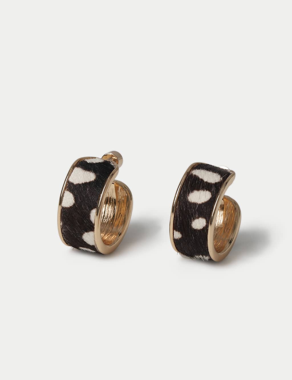 M&S Women's Faux Deer Print Hoop Earrings - Brown Mix
