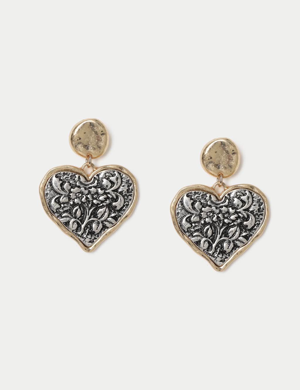M&S Women's Heart Drop Earrings - Silver Mix
