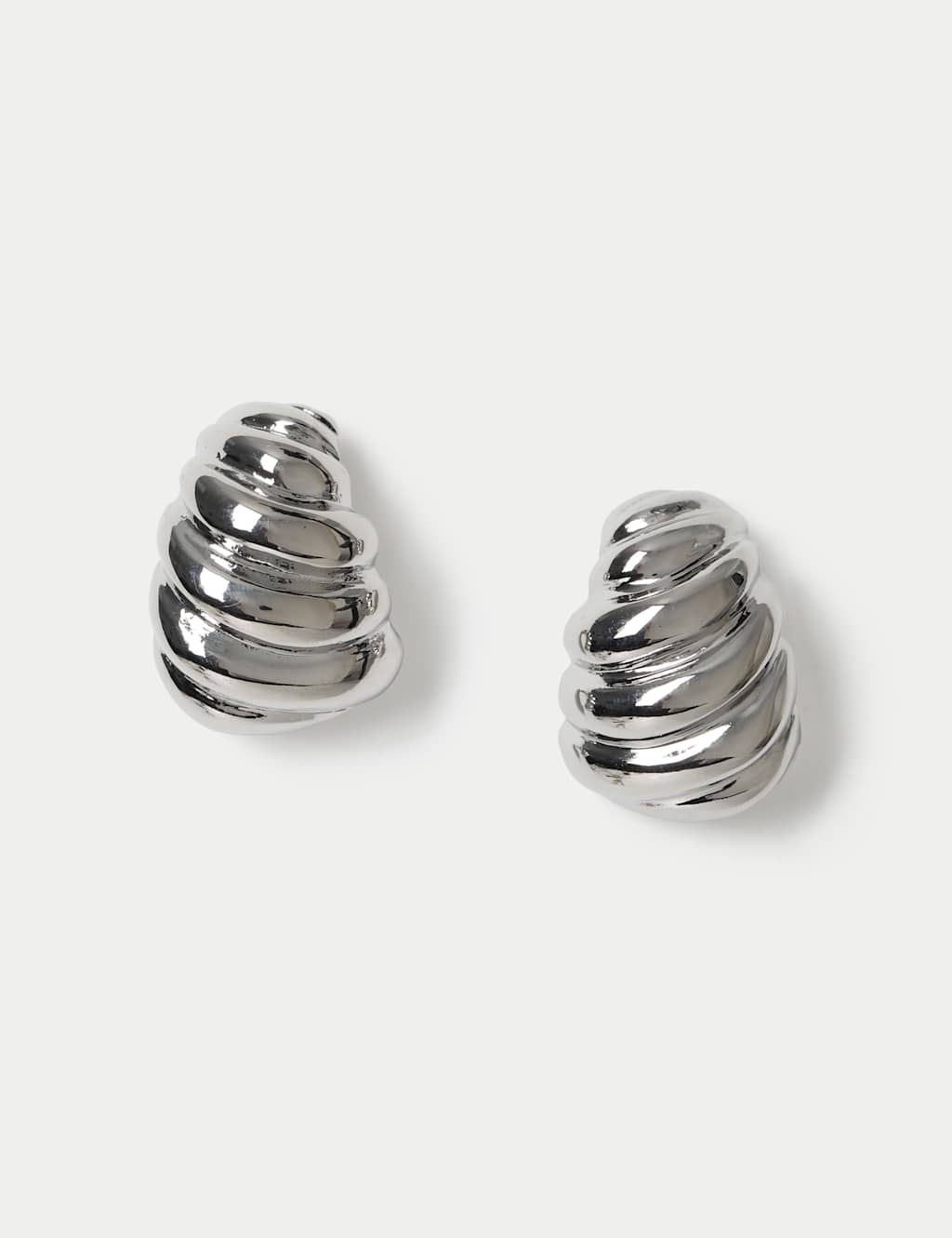 M&S Women's Textured Dome Earrings - Silver