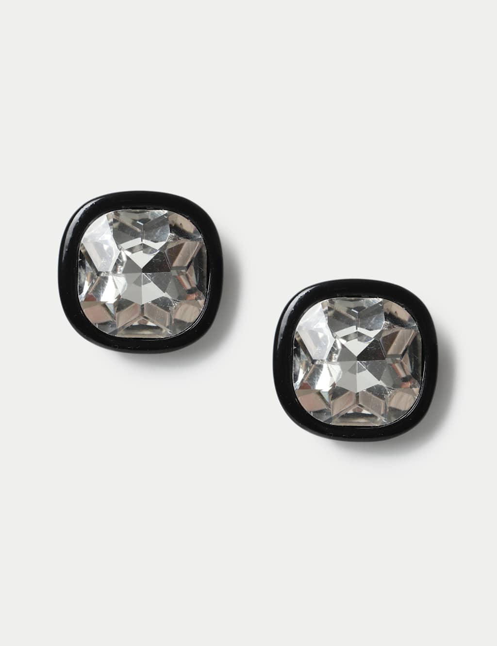 M&S Women's Large Crystal Stud Earrings - Black