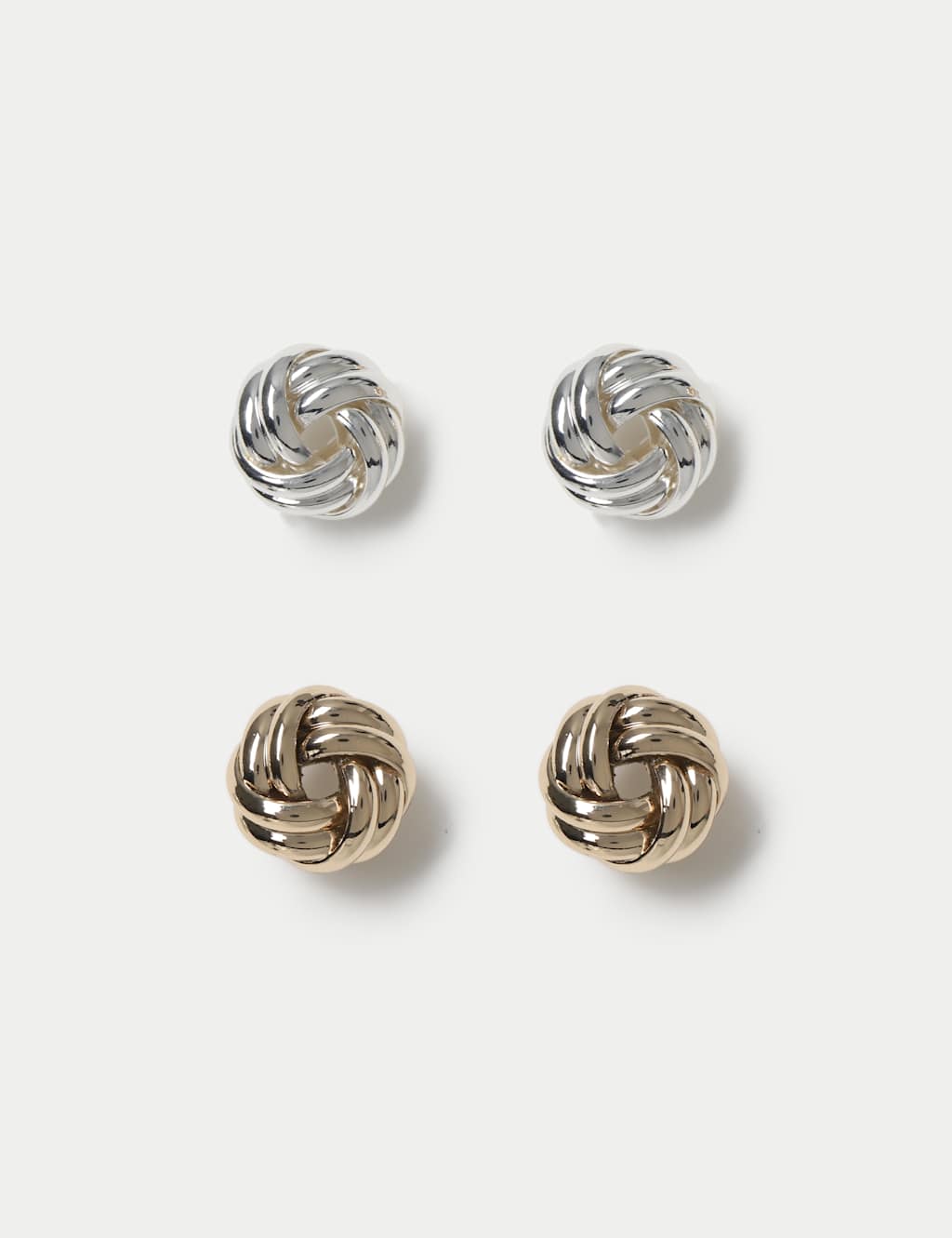 M&S Women's 2 Pack Knot Stud Earrings - Gold Mix