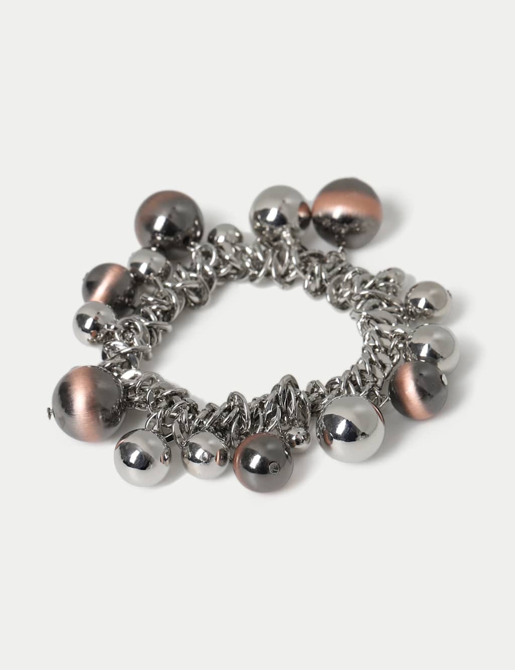 M&S Women's Beaded Cluster Stretch Bracelet - Silver Mix