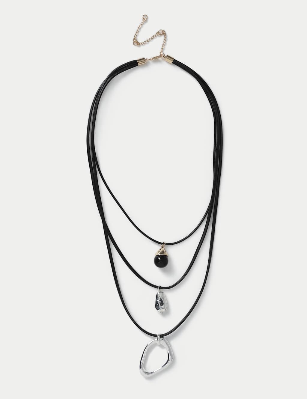 M&S Women's Multirow Cord and Pendant Necklace - Black Mix