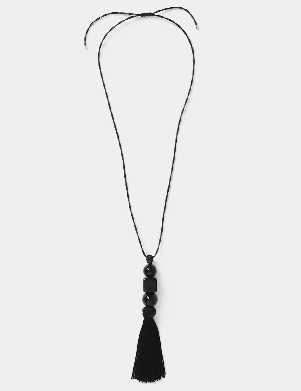 M&S Women's Long Pebble Bead Necklace - Black