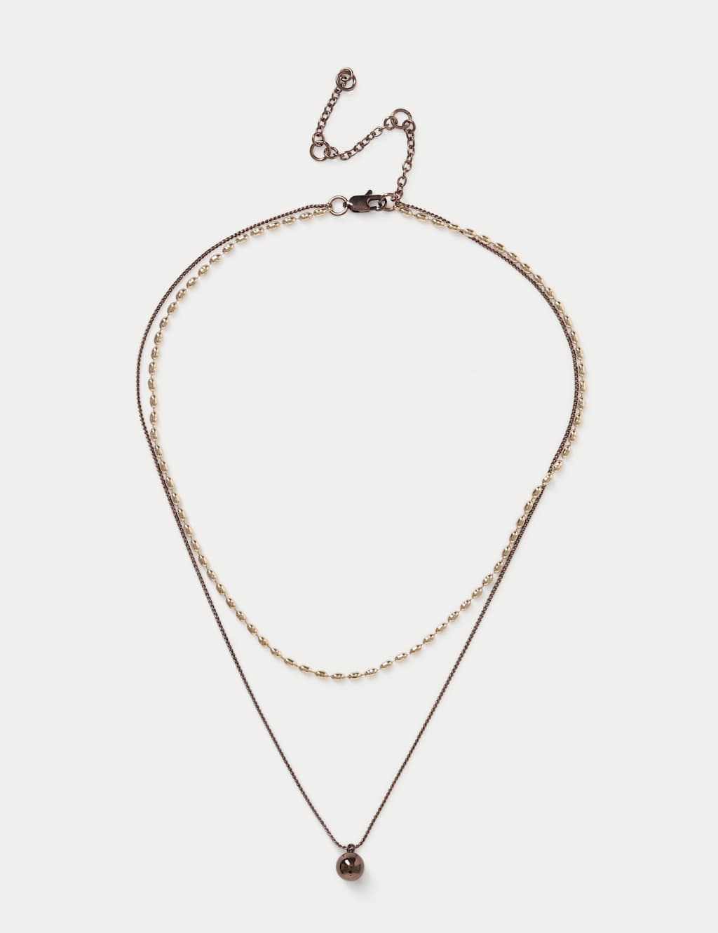 M&S Women's Multirow Mini Ball Pendant Necklace - Brown