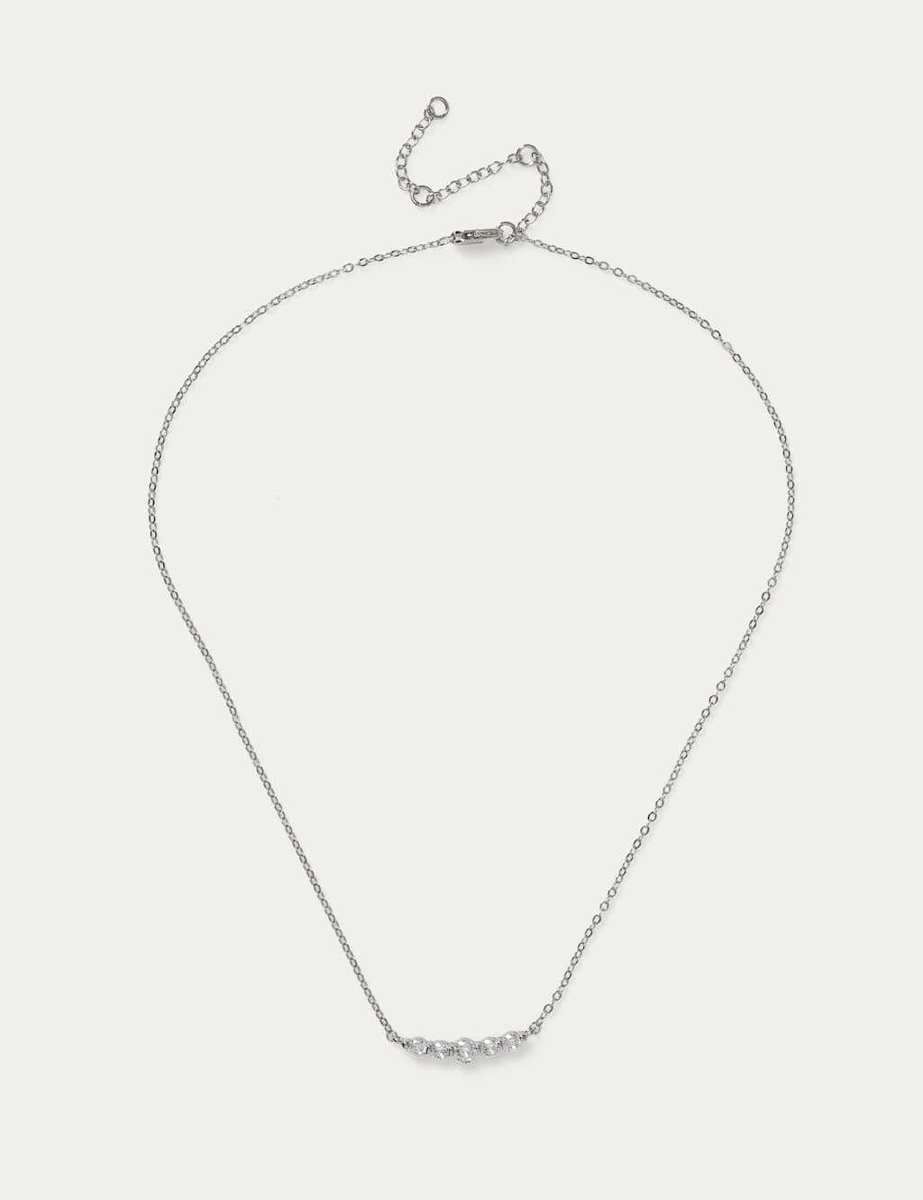 M&S Women's Platinum Plated Bar Necklace - Silver