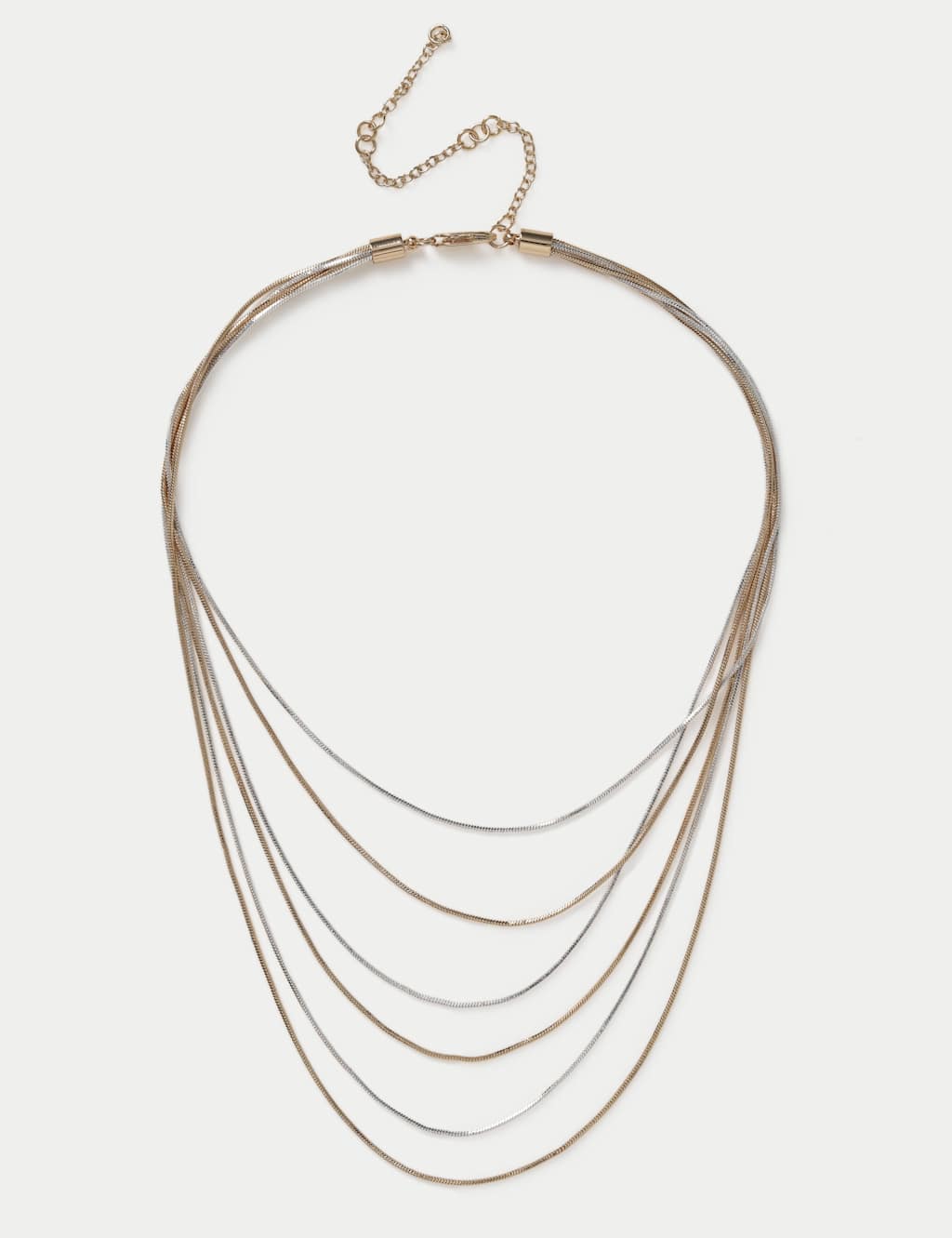 M&S Women's Multirow Snake Chain Necklace - Gold Mix