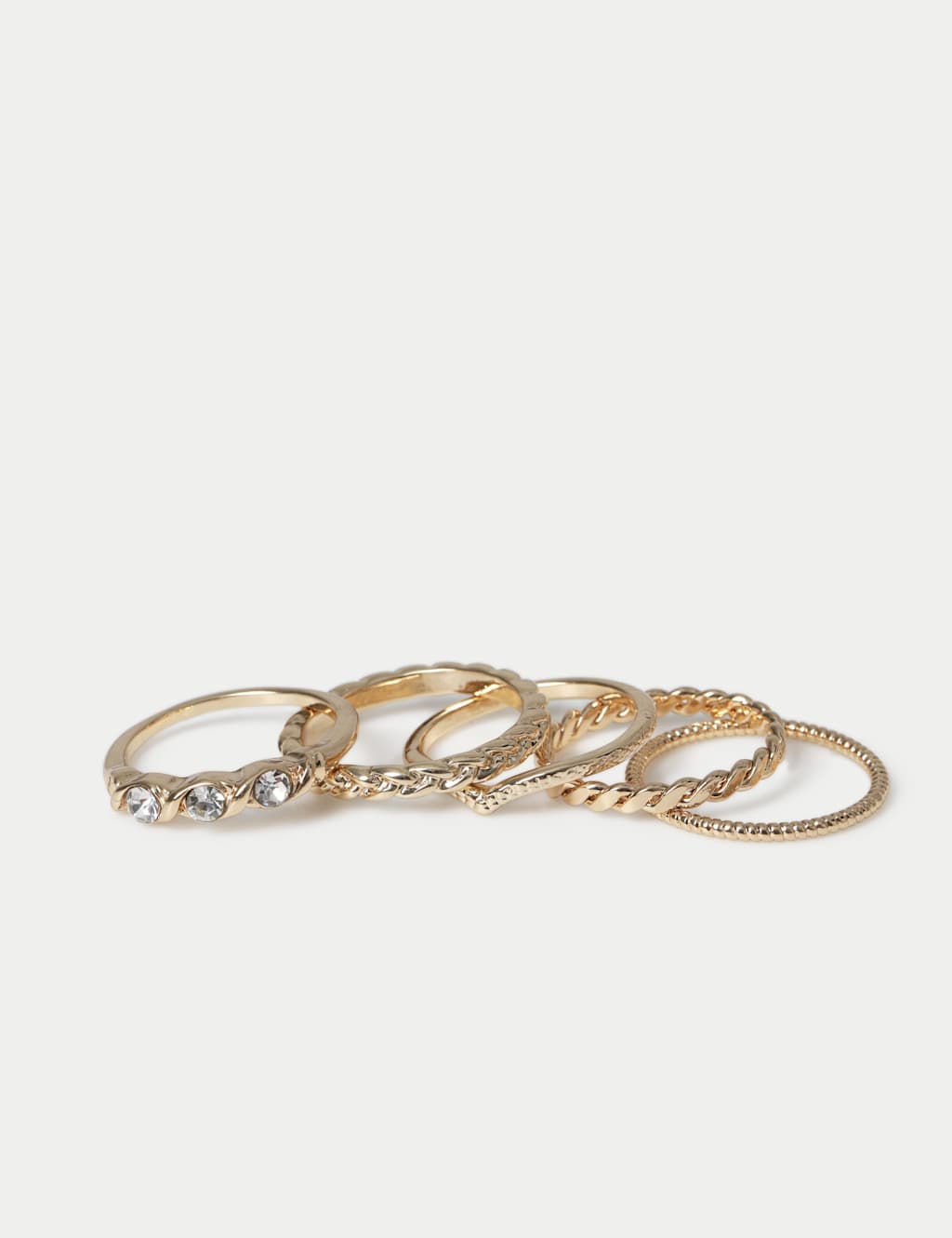 M&S Women's 3 Pack Gold Tone Ring Set - Medium-Large