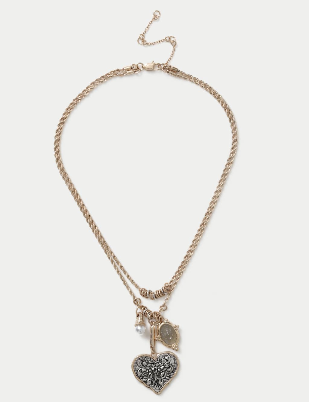 M&S Women's Multi Charm Heart Pendant Necklace - Gold