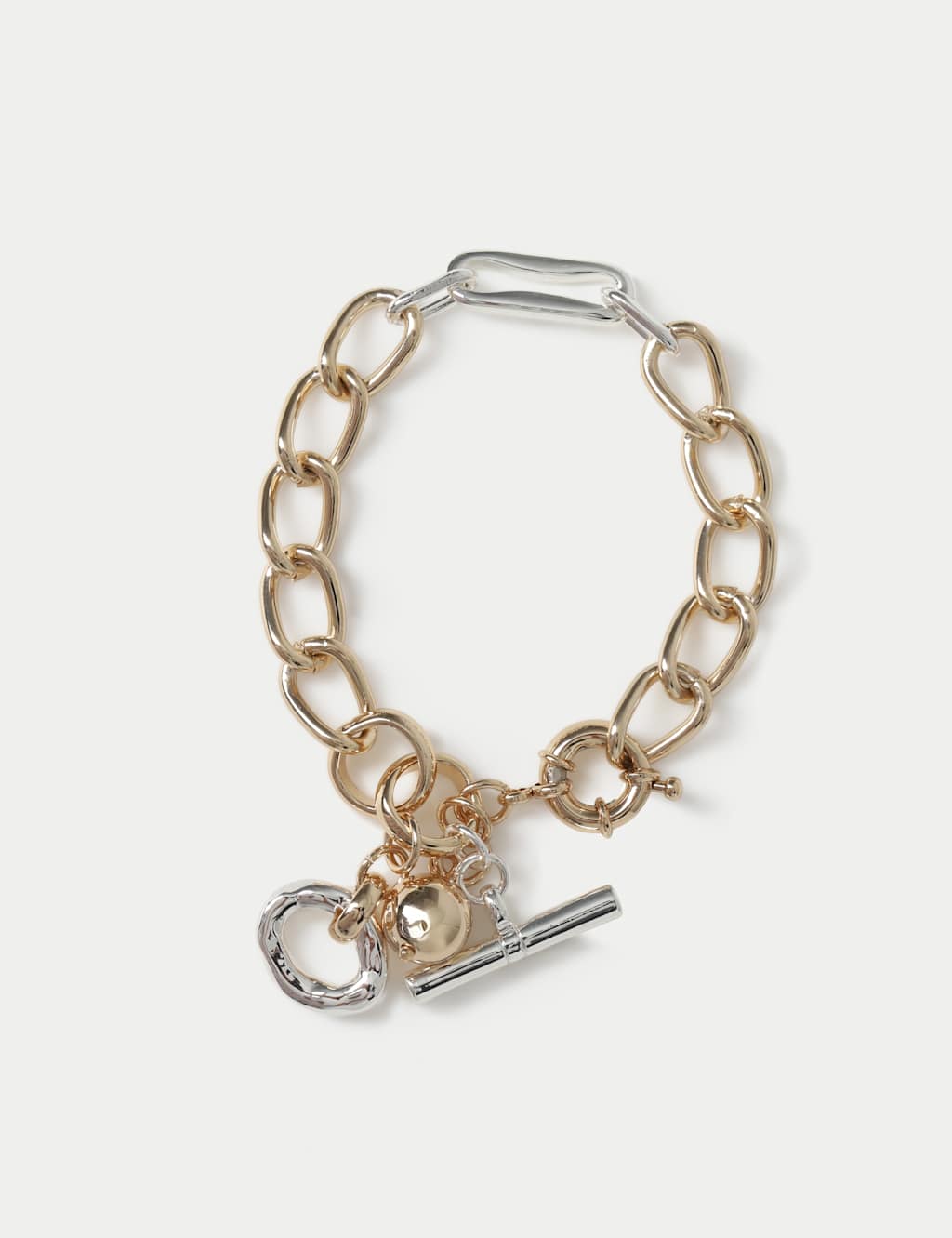 M&S Women's Mixed Metal T-Bar Chain Bracelet - Gold Mix