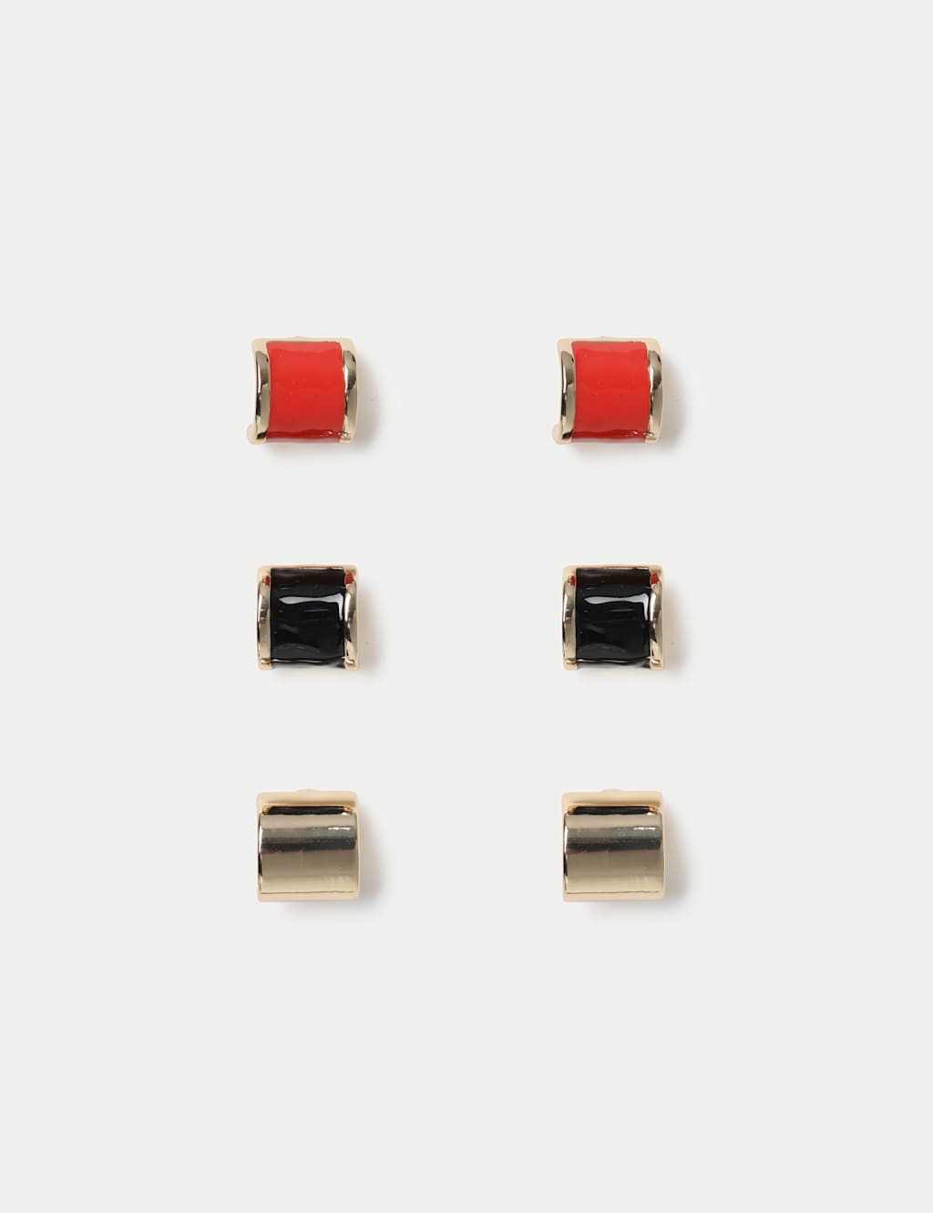 M&S Women's 3 Pack Square Stud Earrings - Multi
