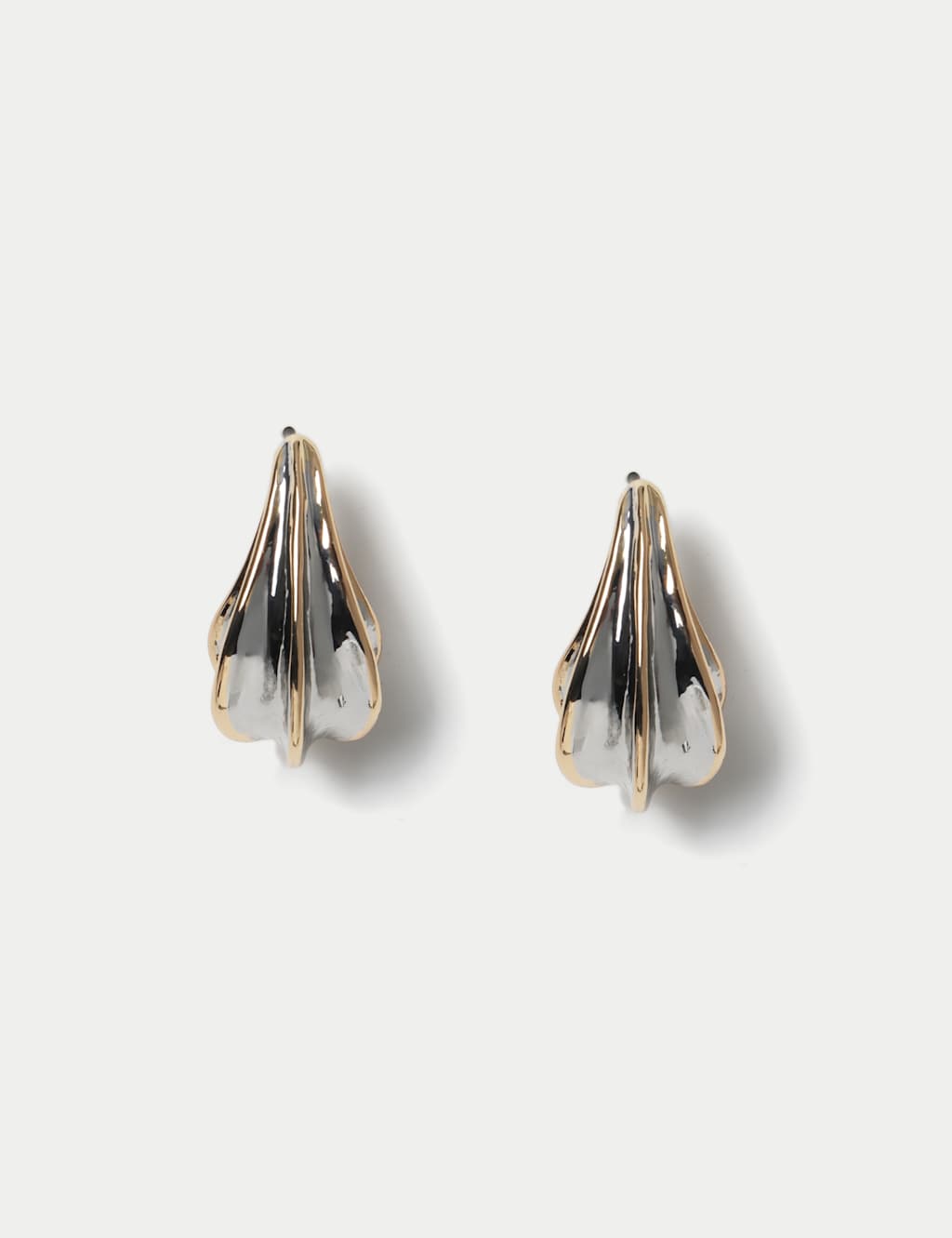 M&S Women's Mixed MetalTear Drop Stud Earrings - Silver
